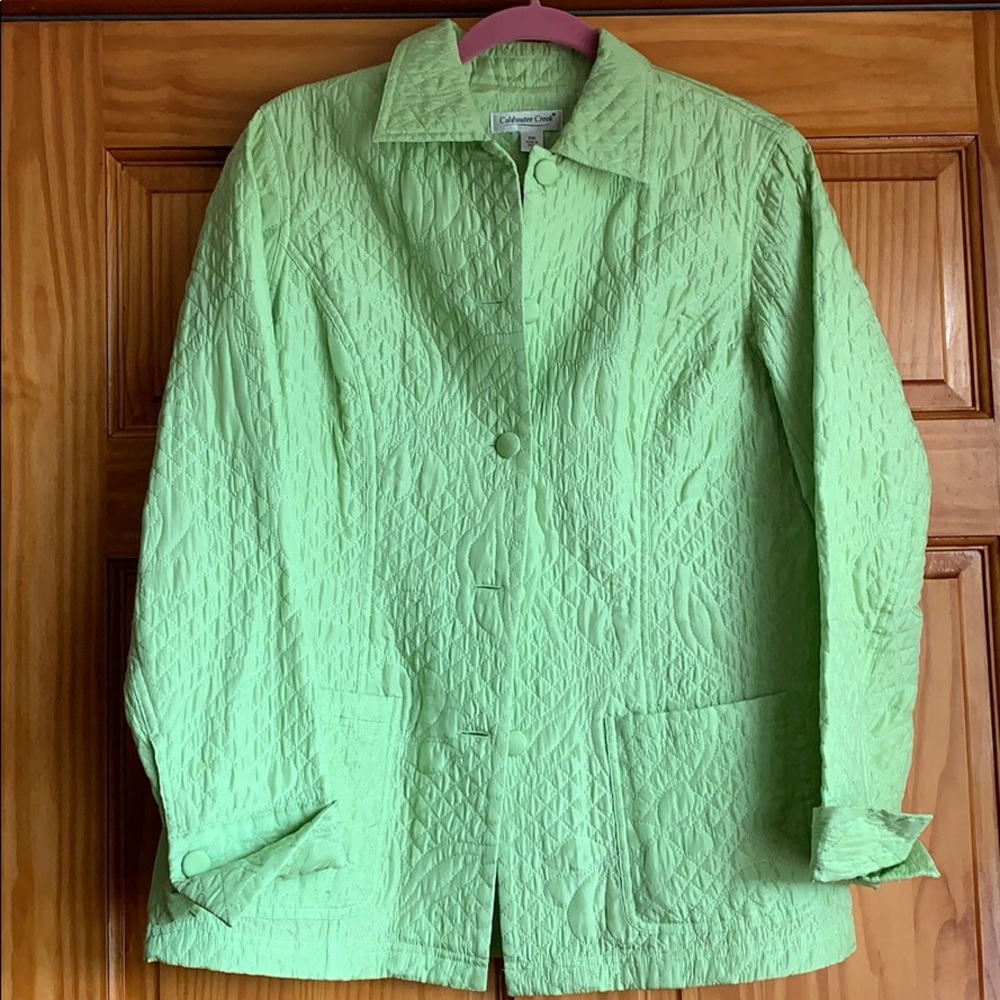Chico’s Women’s PM Lime Green Quilted Silk Jacket